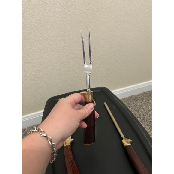 Englishman Blade Knife Set Vintage 3 Pieces Steel Cutlery Serving Sharpener - Picture 7 of 13